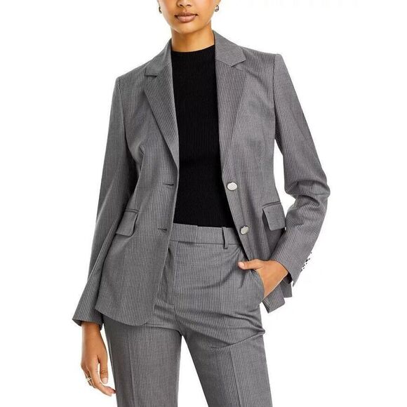 NEW $545  BOSS Jabielle Women's  Pinstripe Virgin Wool Blazer Jacket Suiting 10 - Picture 1 of 11